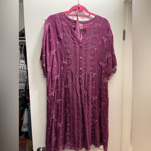 Johnny Was Size Large Purple Dress with Slip